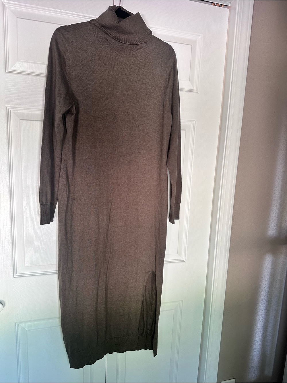 Michael Kors Olive Turtleneck Long Sleeve Knit Dress